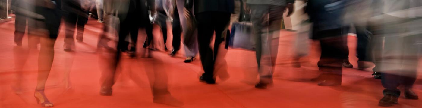blurred crowd at trade show blurred crowd at trade show